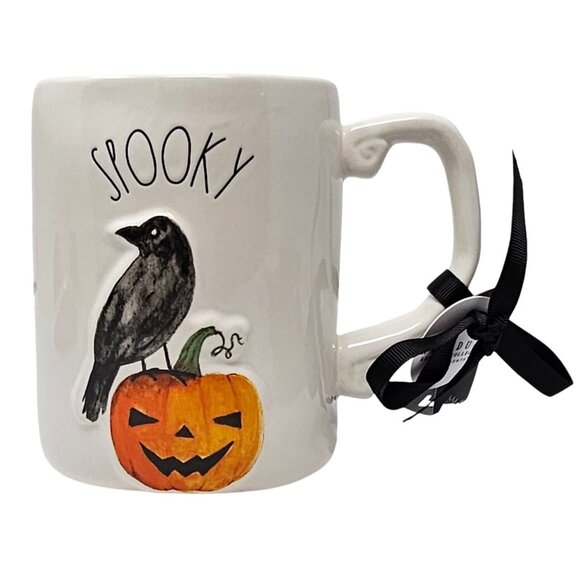 Rae Dunn Halloween Spooky Black Crow Pumpkin Coffee Mug - Picture 1 of 4